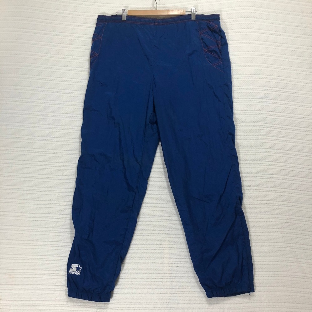 Starter Vintage Mens XL Royal Blue Nylon Windbreaker Track Pants Orange‎ Stitch